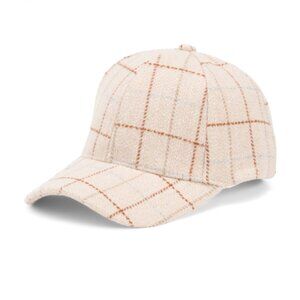 LULLA COLLECTION Plaid Cap In Nude - One Size - NWT